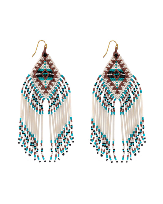 Shashi - Lumi Beaded Fringe Earrings - Turquoise