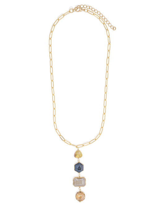 Wesley Drop Pendant Necklace - Grey Topaz