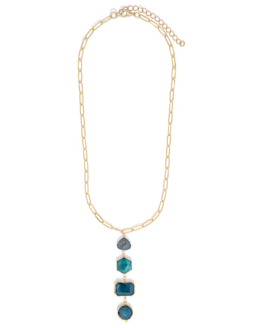 Wesley Drop Pendant Necklace - Teal
