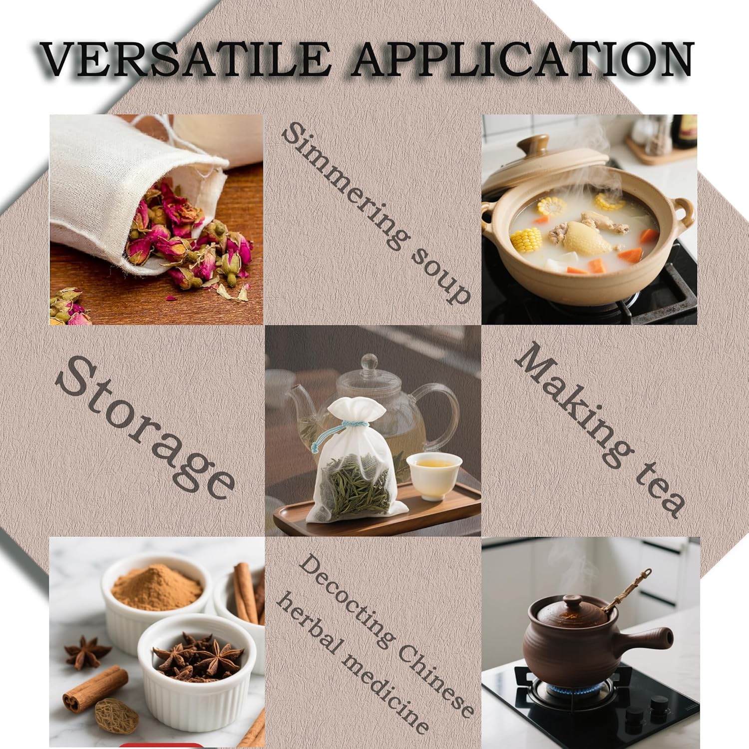 10 Pcs Spice Bags, Reusable Empty Tea Bags, Muslin Strainer Bags, Soup Bags for Cooking Natural Cotton Fine Mesh Cheesecloth Bags for Cold Brew Coffee