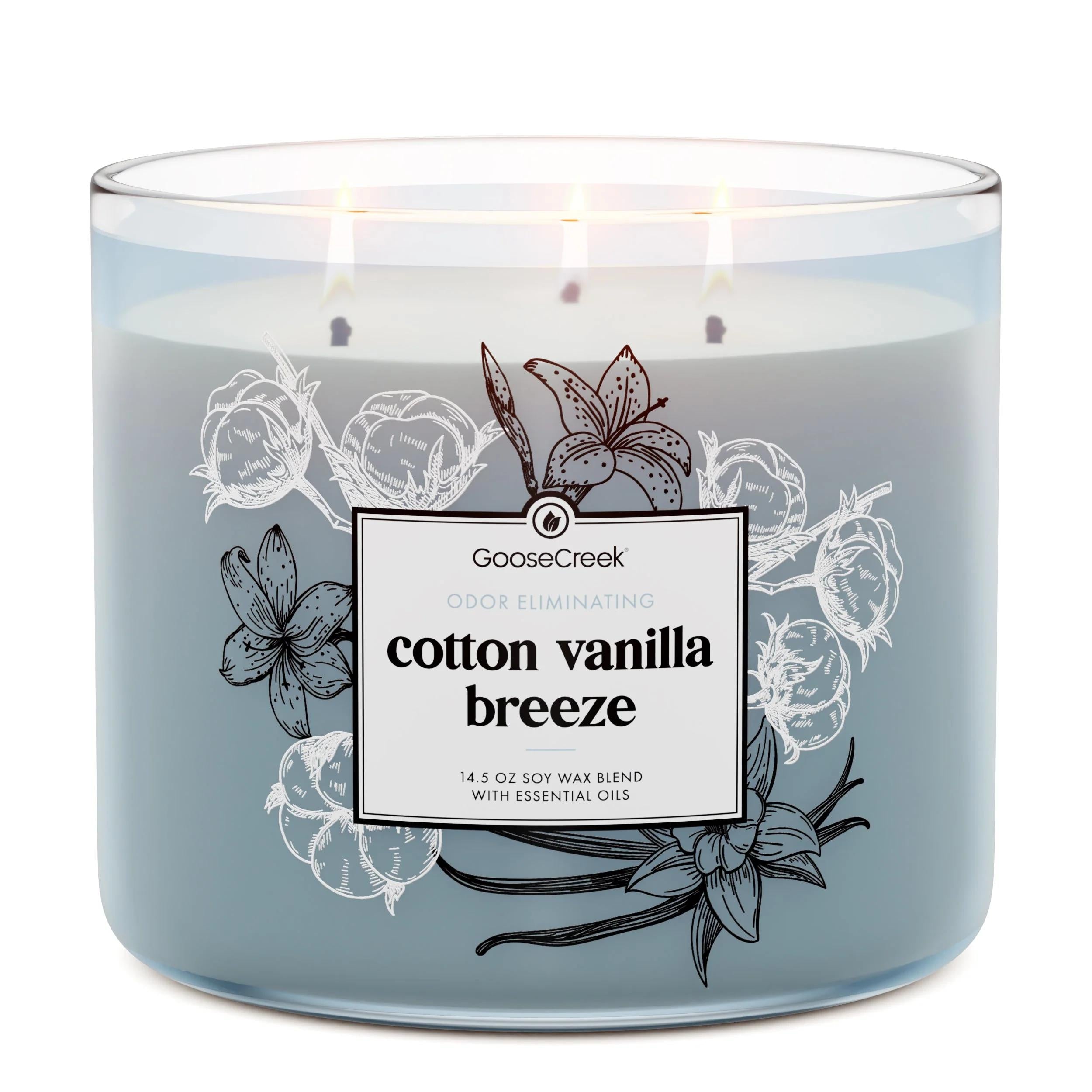 Cotton Vanilla Breeze Odor Eliminating 3-Wick Candle