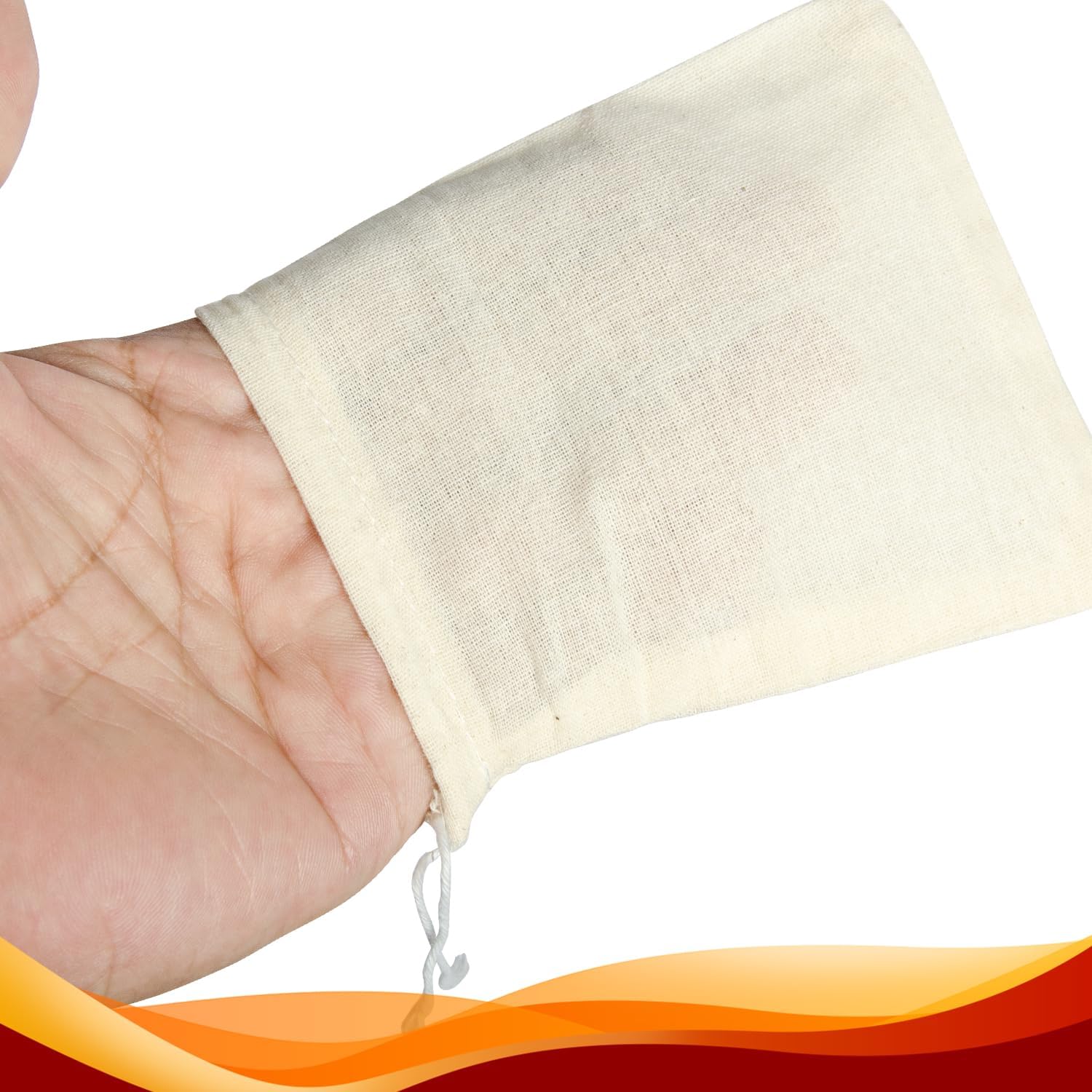 10 Pcs 3x4 in Tea Bags, Muslin with Drawstring, Cheese Cloth, Reusable Tea Bags, for Cooking, Spice, Cheese Cloths