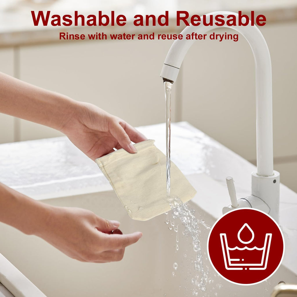 10 Pcs 3x4 in Tea Bags, Muslin with Drawstring, Cheese Cloth, Reusable Tea Bags, for Cooking, Spice, Cheese Cloths