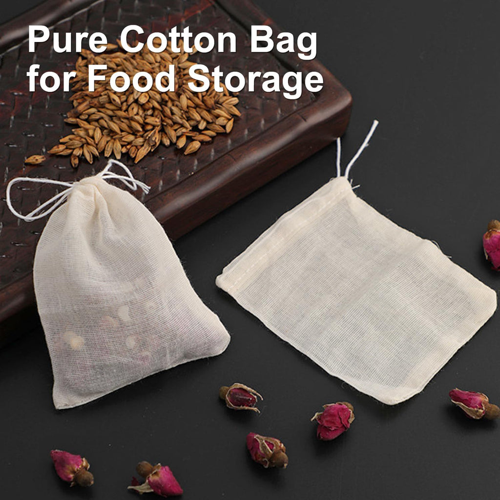 10 Pcs 3x4 in Tea Bags, Muslin with Drawstring, Cheese Cloth, Reusable Tea Bags, for Cooking, Spice, Cheese Cloths
