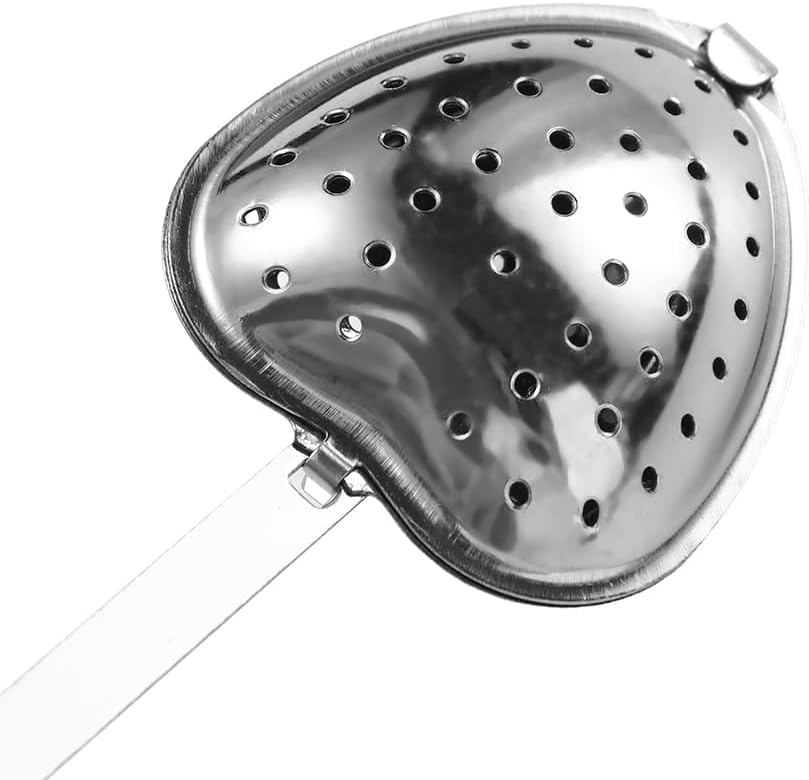 Heart Tea Infuser for Loose Leaf Tea Steeper, Long Grip Tea Filter with Secure Clasp, Stainless Steel Heart Shaped Tea Infuser Spoons, Easy to Use, Home and Kitchen
