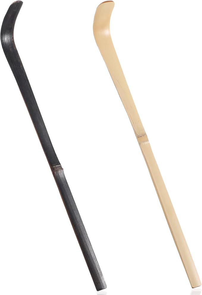 2 Pcs Matcha Spoon Bamboo Matcha Scoops Japanese Tea Ceremony Spoons Hooked Green Tea Spoon Leaf Sticks Whisk Scooping for Spices Coffee Condiments