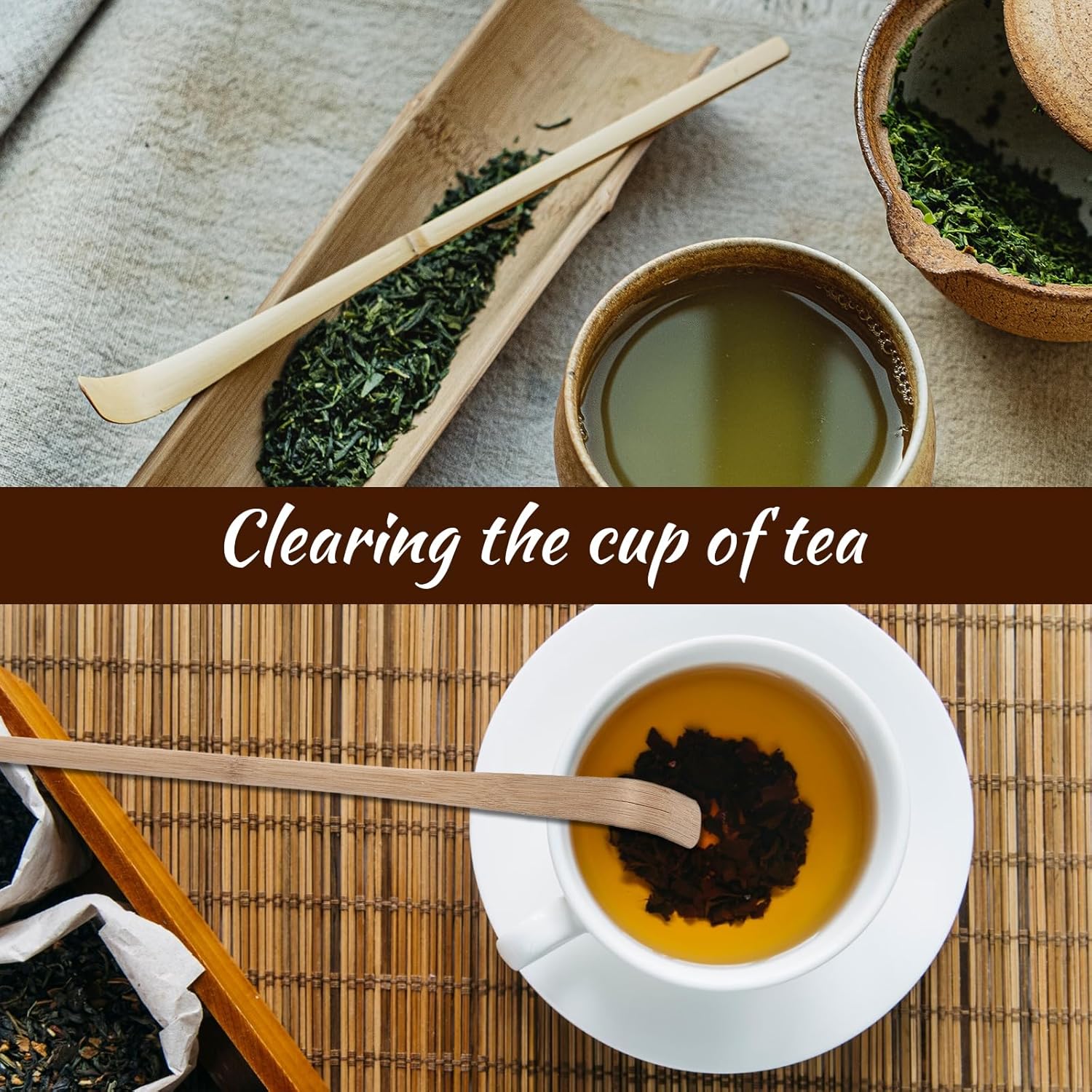 2 Pcs Matcha Spoon Bamboo Matcha Scoops Japanese Tea Ceremony Spoons Hooked Green Tea Spoon Leaf Sticks Whisk Scooping for Spices Coffee Condiments