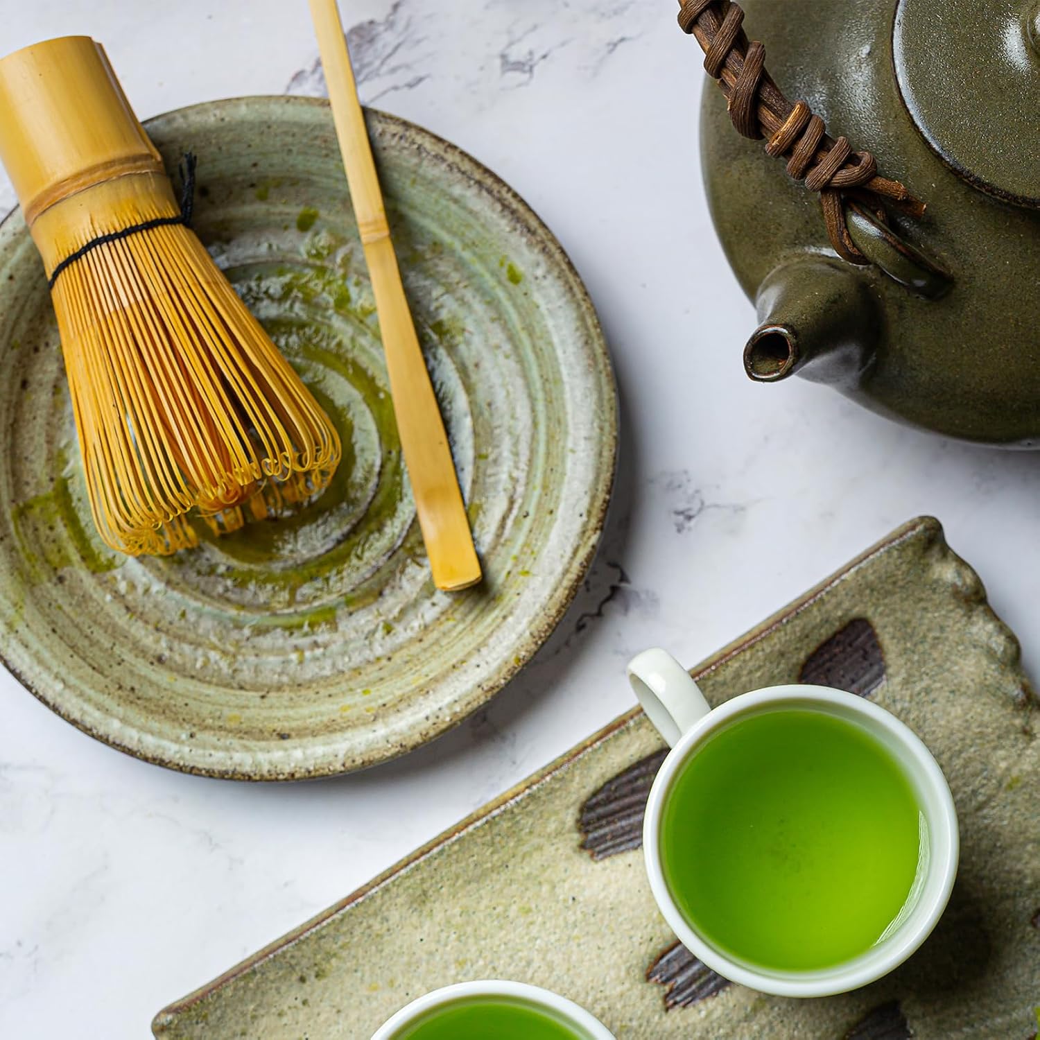 2 Pcs Matcha Spoon Bamboo Matcha Scoops Japanese Tea Ceremony Spoons Hooked Green Tea Spoon Leaf Sticks Whisk Scooping for Spices Coffee Condiments