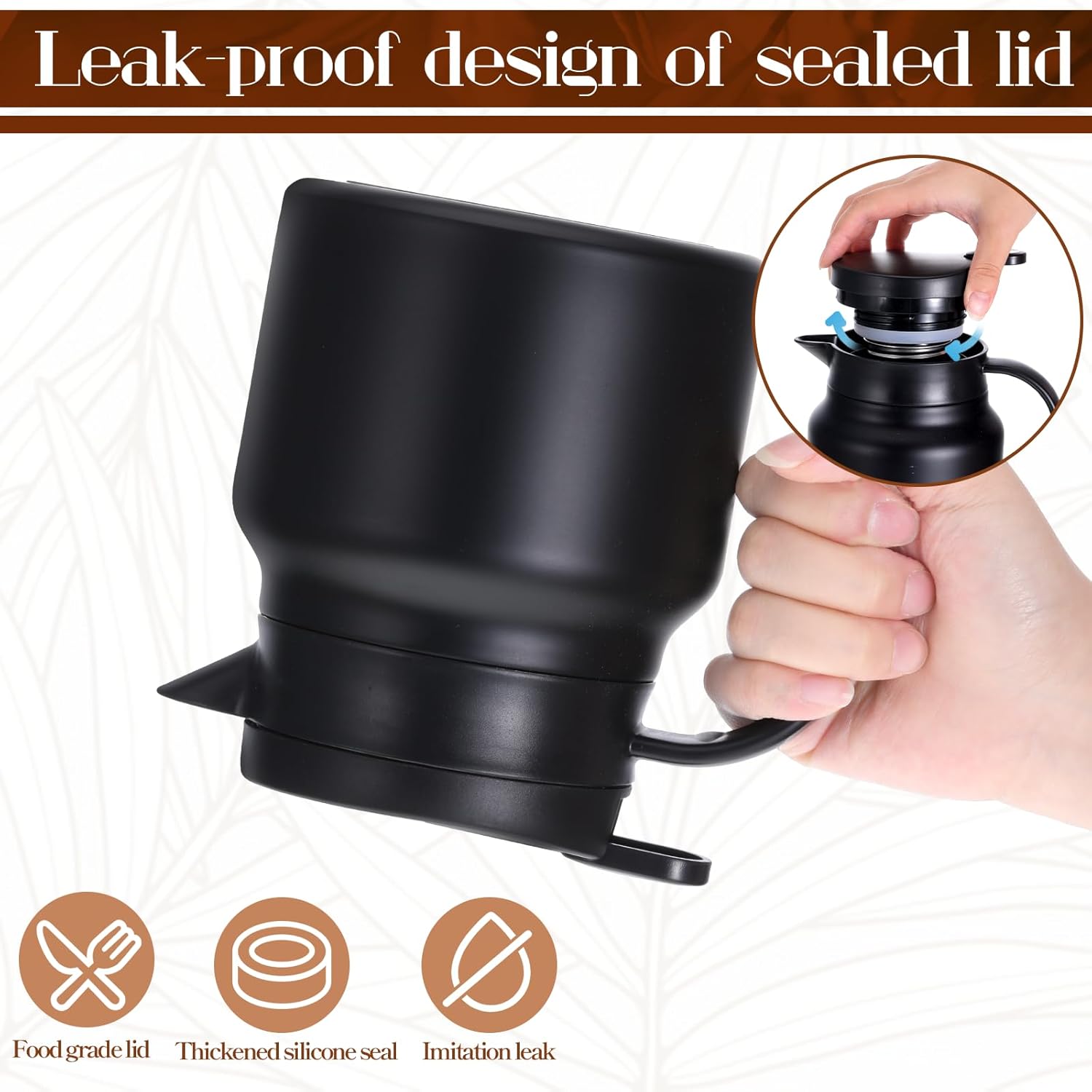 2 Pcs Thermal Coffee Carafe for Keeping Hot/Cold Insulated Stainless Steel Coffee Carafe for Hot Liquid Double Wall Vacuum Insulated Water & Beverage Dispenserfor Party Home, Black, 27 oz