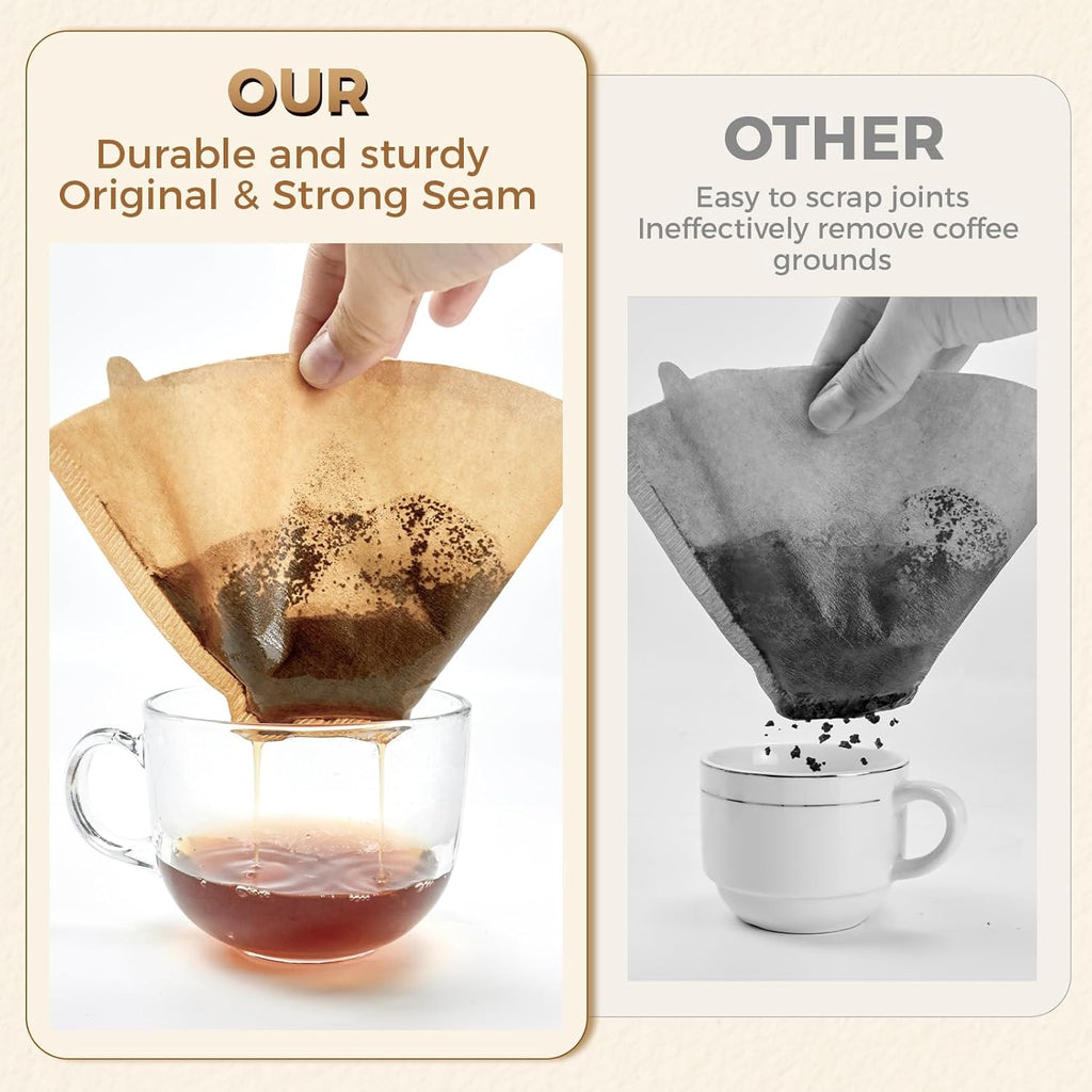 100 Count #4 Cone Coffee Filters 8-12 Cup, Unbleached Natural Paper, Disposable coffee filters 4 cone paper, Filters Paper Compatible with Ninja Coffee Filters, Pour Over and Drip Coffee Maker