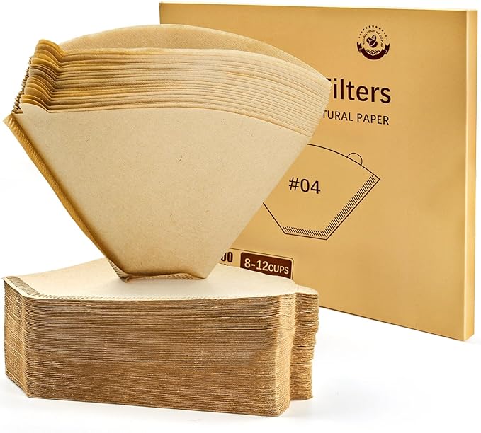 100 Count #4 Cone Coffee Filters 8-12 Cup, Unbleached Natural Paper, Disposable coffee filters 4 cone paper, Filters Paper Compatible with Ninja Coffee Filters, Pour Over and Drip Coffee Maker