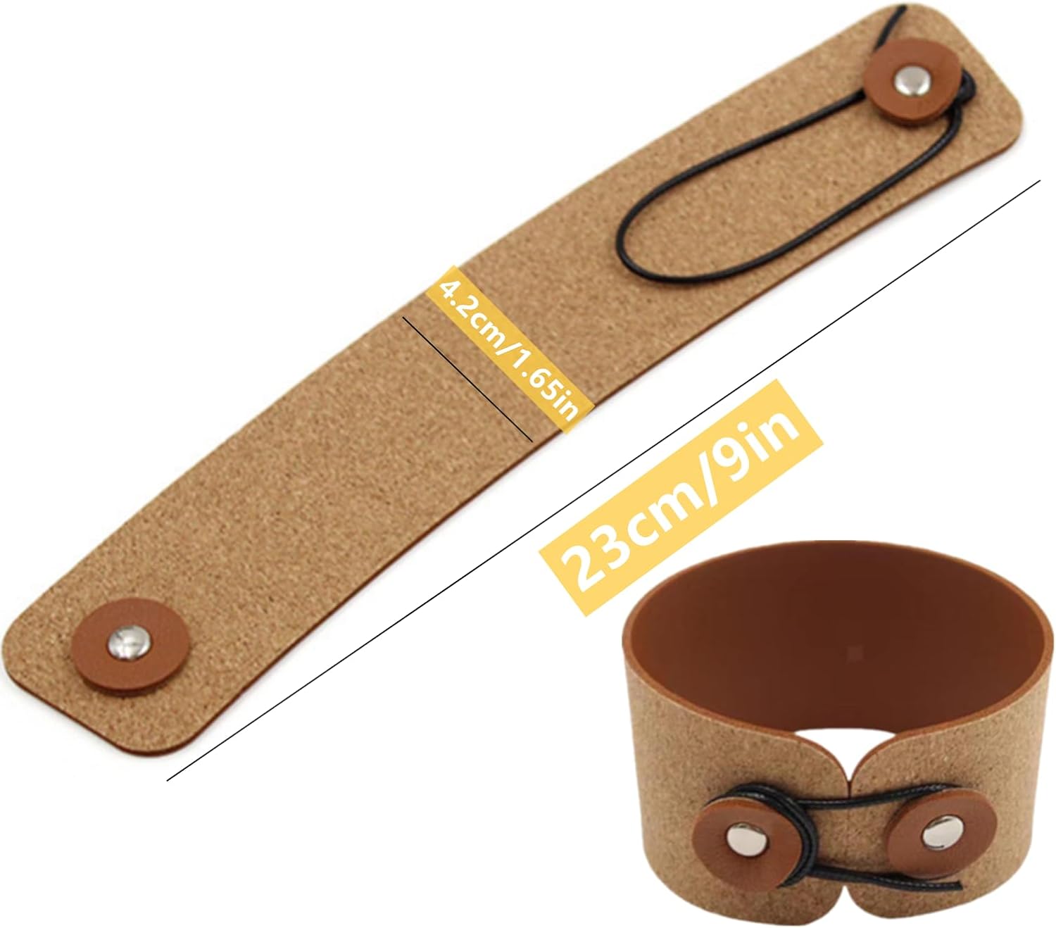 2-Pack Brown PU Leather Coffee Cup Sleeves - Heat-Resistant, Non-Slip Grip, Fits 12-16oz Mugs & Glasses, Easy-Clean Insulators