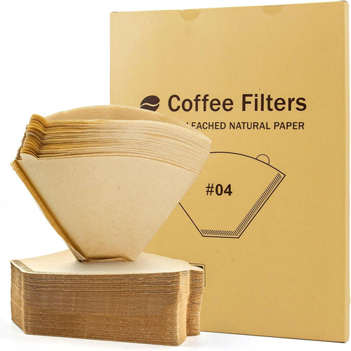 100 Count #4 Cone Coffee Filters 8-12 Cup, Unbleached Natural Paper, Disposable coffee filters 4 cone paper, Filters Paper Compatible with Ninja Coffee Filters, Pour Over and Drip Coffee Maker