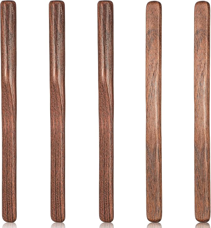 5 Pcs Coffee Stirrers 6 Inch Reusable Multifunctional Black Walnut Wood Stirrers Long Handle Mixing Spoon Honey Spoons Peanut Butter Spreader for Coffee Drinks Tea Milk Oatmeal Oil Jam Peanut Butter